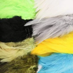 Hareline Dubbin Dyed Over White Strung Chinese Saddle Hackle