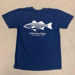 The Saltwater Edge SWE Striped Bass Short Sleeve Navy